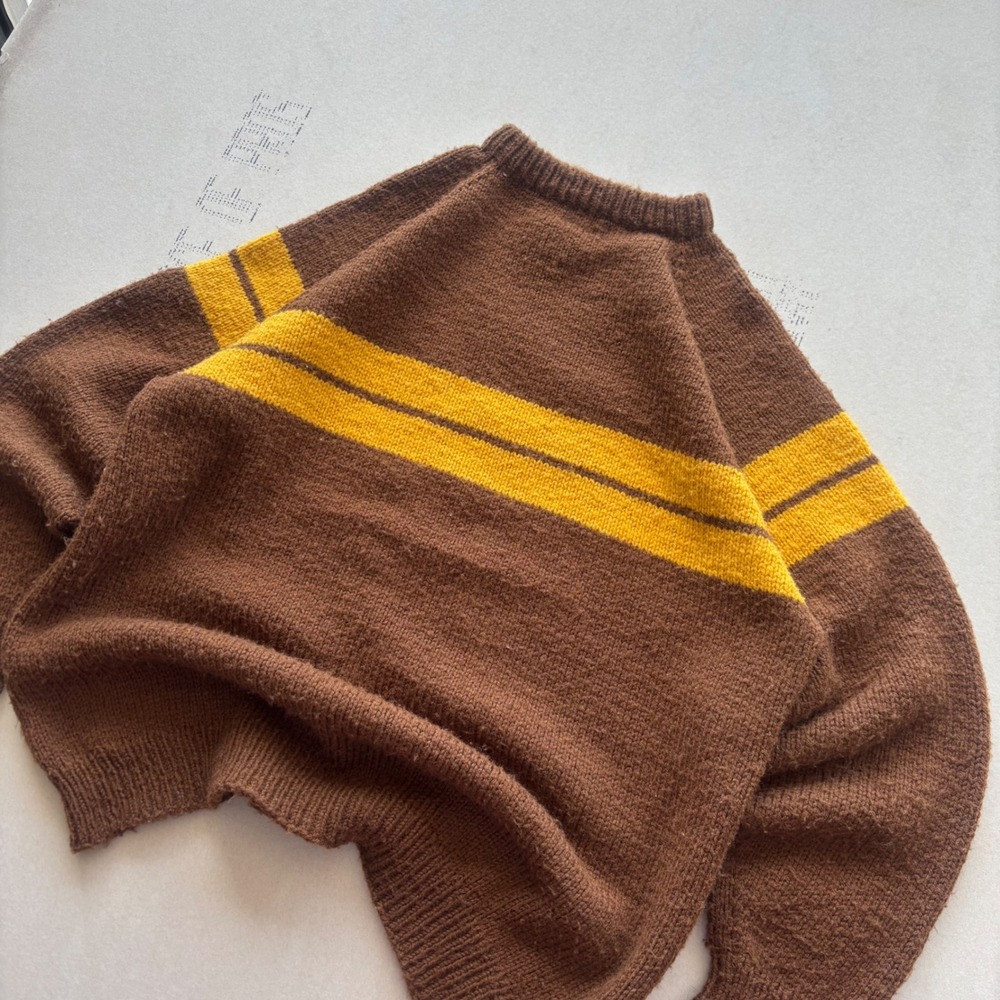 Vintage 80s Quicksilver Billabong style striped brown sweater